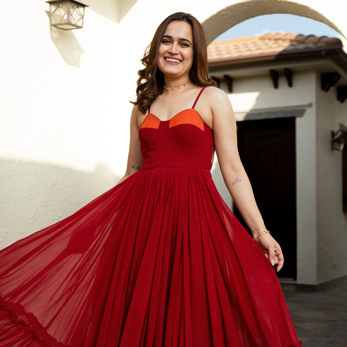 Pomelo Georgette Long Dress